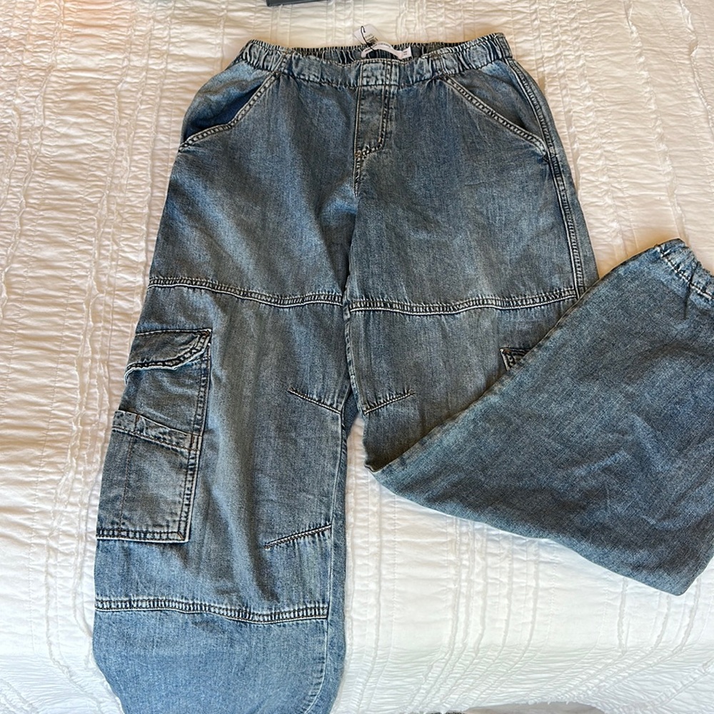 Denim cargo pants
